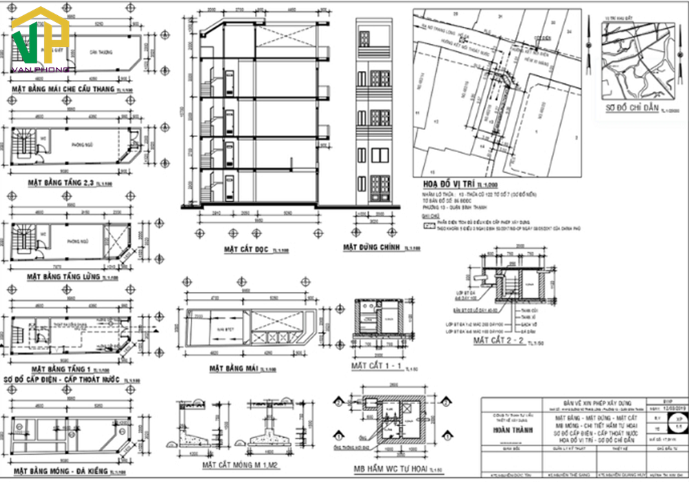 Mẫu bản vẽ xin phép xây dựng nhà phố