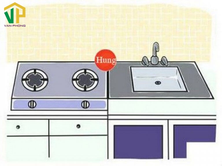 Bếp ga đặt gần chậu rửa tạo thế hung trong phong thủy