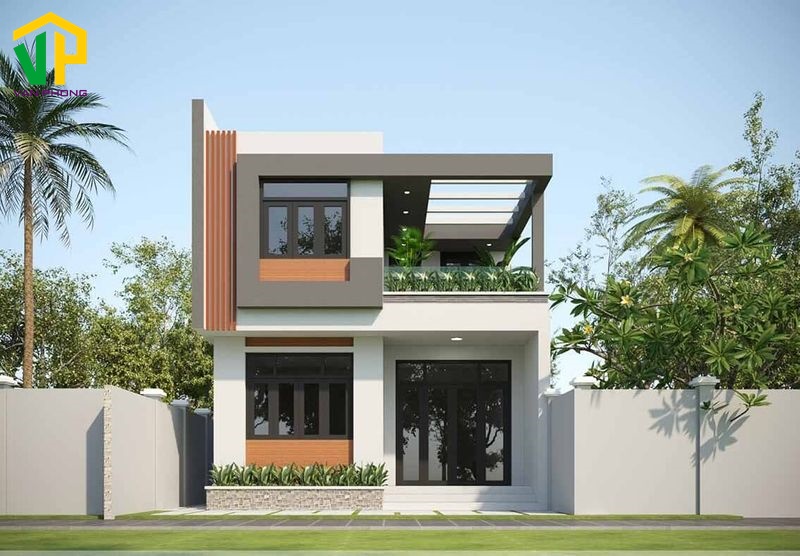Nhà 2 tầng mái bằng có hệ thống gác lửng