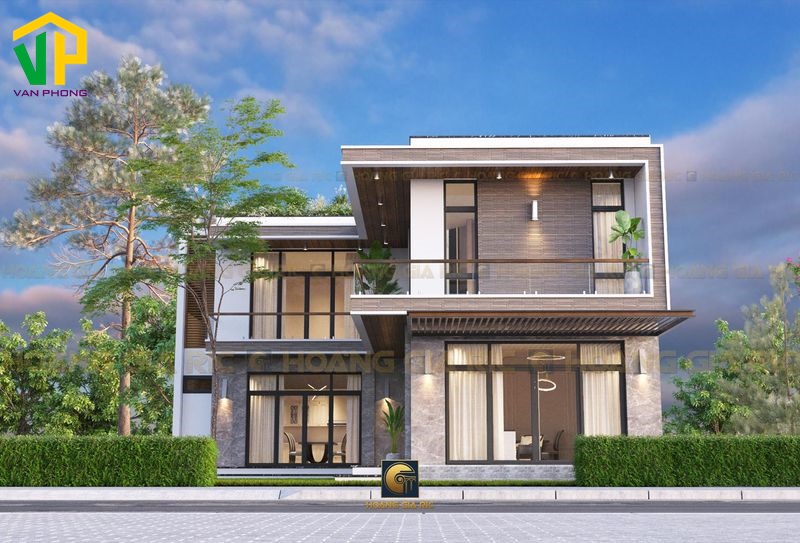 Nhà hai tầng mái bằng hiện đại