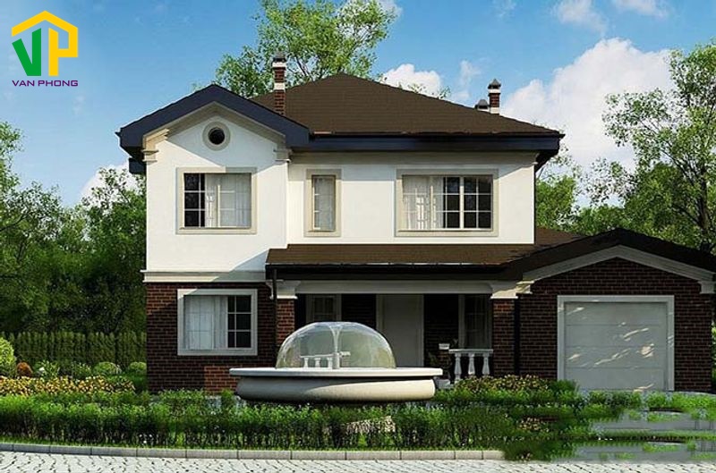 Mẫu nhà 2 tầng kết hợp phong cách châu Âu 
