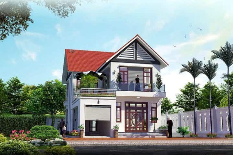 Mẫu nhà 2 tầng chữ L 