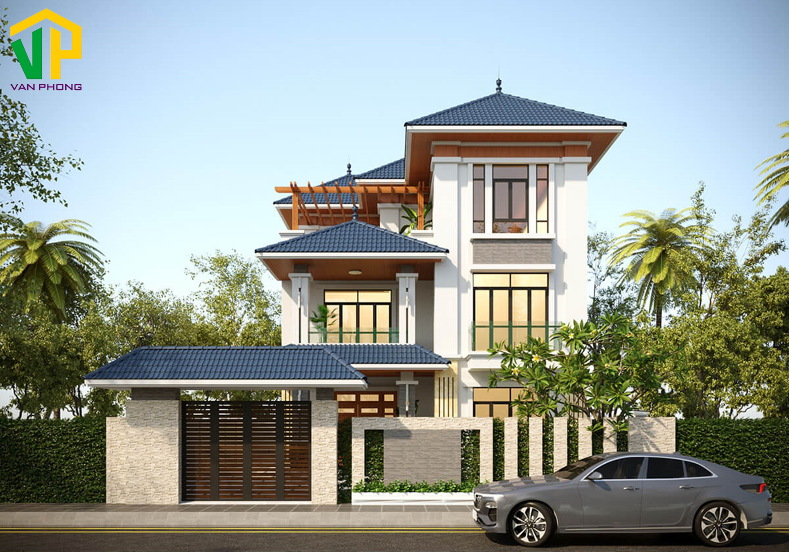 Nhà mái thái 3 tầng đẹp mắt 