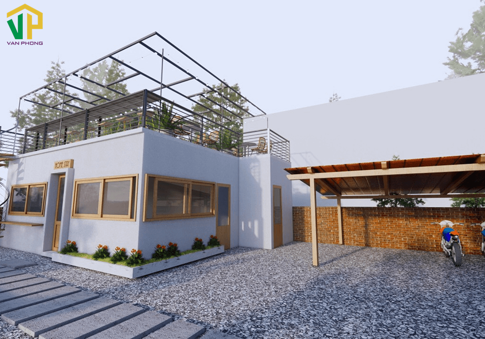 Bản vẽ 3D mẫu nhà tiền chế cấp 4 phong cách Nhật Bản 