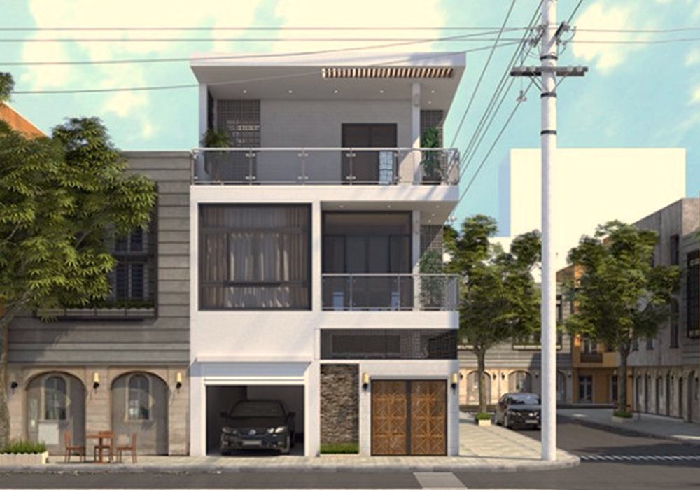 Nhà tiền chế 2 tầng 2 mặt tiền sau khi hoàn thành 