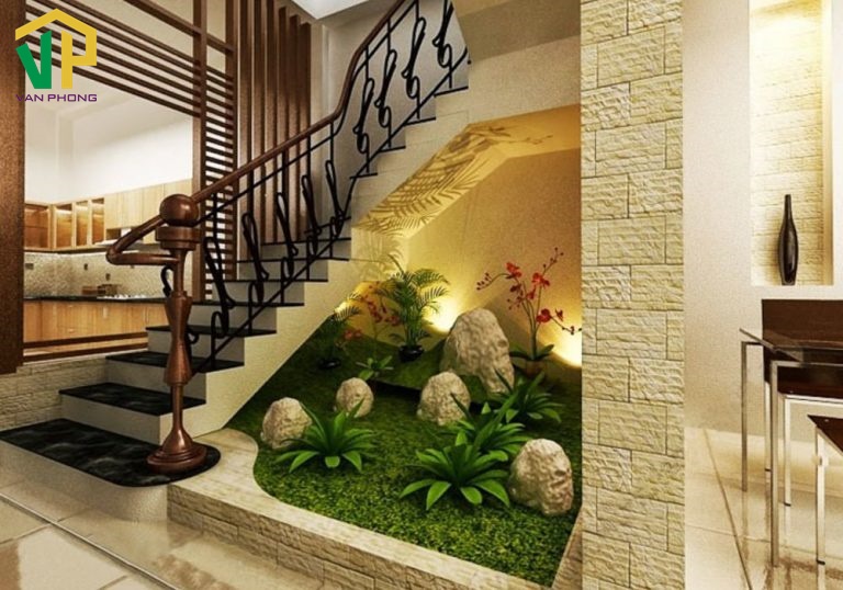 Thiết kế tiểu cảnh khô trong trang trí gầm cầu thang