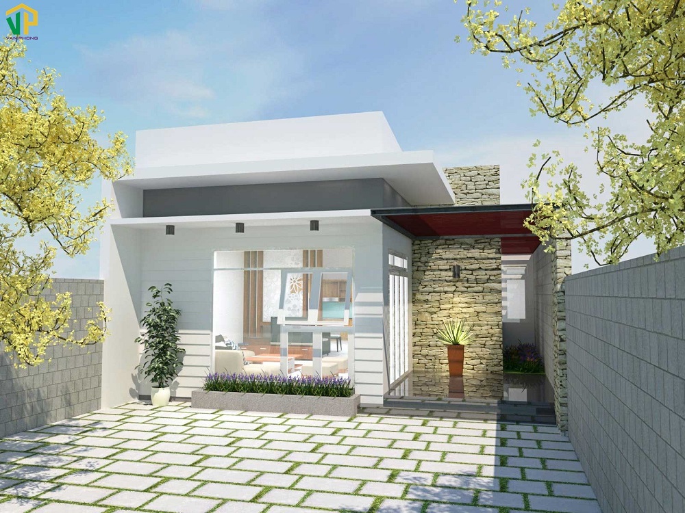 Mẫu thiết kế nhà 1 tầng 50m2 mái bằng